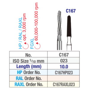 Lindemann oral surgery carbide burs chart